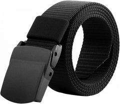NOLITOY Men's Canvas Adjustable Belt Quick-release Plastic Buckle for Outdoor Activities for Hiking Hunting and Sports No Design for Waist Black