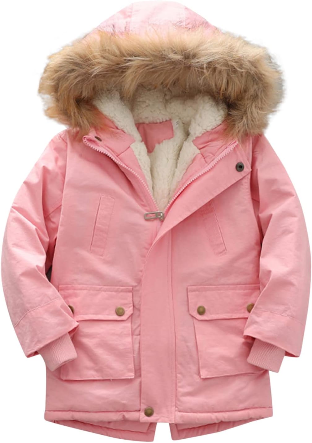 sfdgfhyf Water-proof Fleece Hooded Quilted Boy's Thick Lined Jacket Winter Winter Pu-ffer Girls Outerwear Kids Clothes