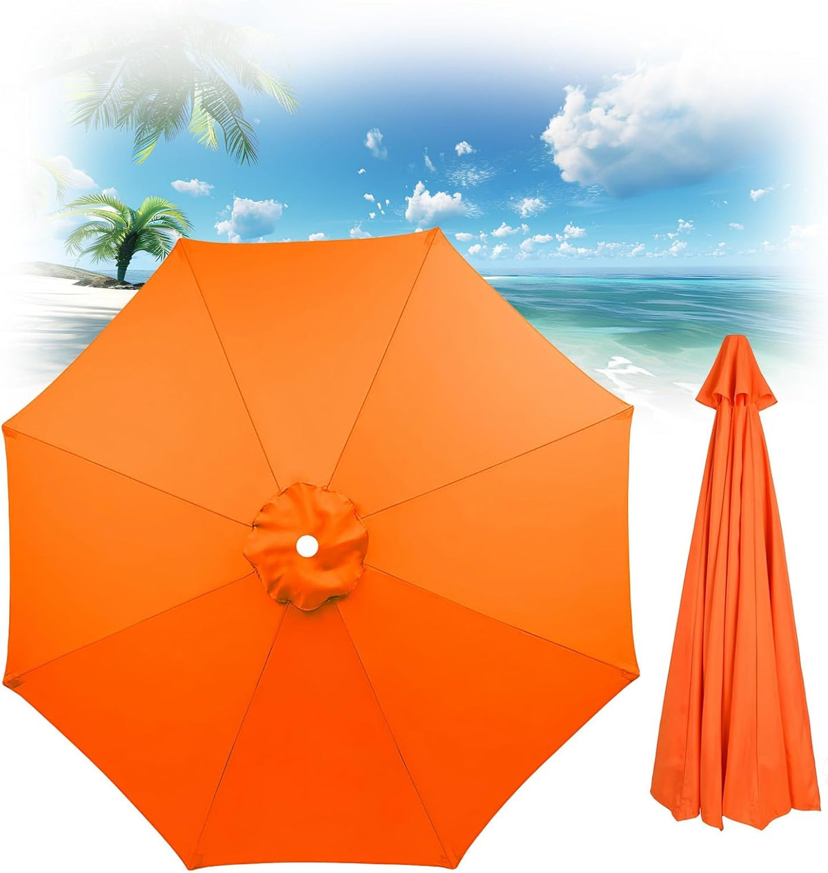 Generic Patio Umbrella Replacement Canopy, Garden Backyard Pool Umbrellas Parasols Cover, Outdoor Table Market Yard Umbrella Top For Outdoor Umbrella Canopy With 8 Ribs