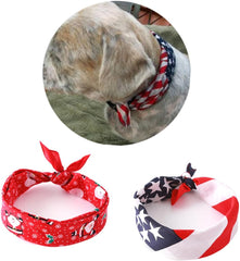 Homoyoyo Pet Dog Christmas Triangular Scarf Comfortable Bandana Collar Easy Dress up American Flag Design Dog Bib