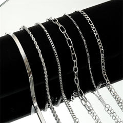 Layered Bracelet Set for Women Silver Bracelets Cuff Accessories Stack Bracelets Silver Jewlery