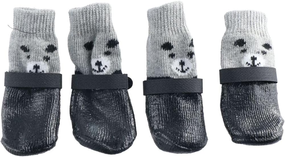 Dog Boots Waterproof Dog Shoes Breathable Socks Anti-Slip Dog Sock Shoes Rain Snow Dog Booties with Adjustable Magic Tape, Set of 4