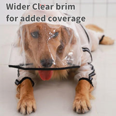 Selena Pregnant Dog Raincoat Waterproof Hooded Clear Rainwear Jacket Large Pet Outdoor Apparel (Large,Clear)