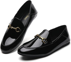 Casual Buckle Loafers for Women Work Flats Round Toe Business Backless Ballet Flats Metal Décor Driving Slip on