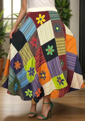 Agan Traders 2025 Summer Boho Tie Dye Maxi Skirts for Women – High Waisted Wrap Cover Up Patched Long Skirt for Women