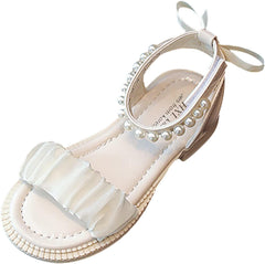 Toddler Girl Dress Shoes Elegant Soft Bottom Sandals for Girl Summer Children Sandals Fashion Princess Lace Sandals (Black, 9.5 Toddler)