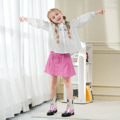 Kids Cowboy Boots Unisex Cowgirl Metallic Western Booties Round Toe Pull on Splicing Riding Ankle Boots for Boys/Girls