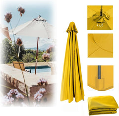 Outdoor Patio Umbrella Replacement Canopy, 6 Ribs Umbrella Canopy Cover Replacement Fabric, Parasol Top Cover Replacement UV Protective Fabric, Canopy Only