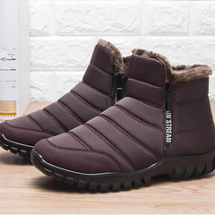 OrthoFit Winter Ankle Boots Mens Waterproof Snow Boots Fur Lined Warm Ankle Boots Zipper Closure Slip on Comfortable Walking Shoes