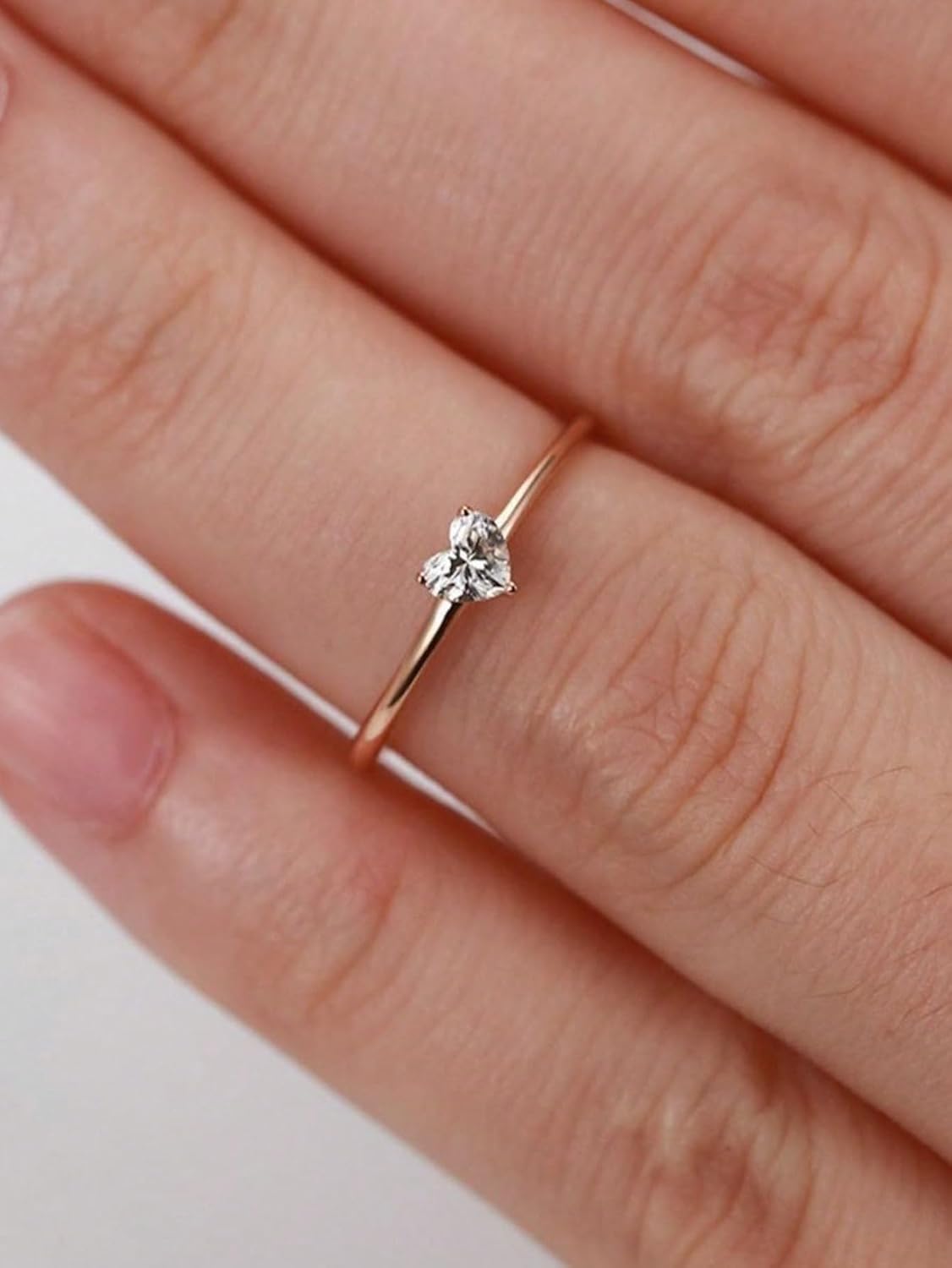 Womens Ring Small Heart Gold Color Elegant Stylish Jewelry Romantic Weddings Engagements