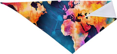 Abstract World Map Dog Bandana Pet Scarf Accessories for Small Medium Dogs Cats Photo Prop, Triangle Pet Bandanas Adjustable Puppy Bib Washable Dog Kerchief Puppy Neckerchief