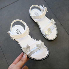 Toddler Girls Butterfly Sandals Summer Outdoor Closed Toe Soft Rubber Sole Beach Water Shoes (White, 9.5 Little Child)