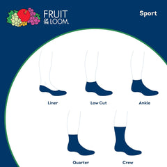 Fruit of the Loom Men's Durable Cushioned Work Gear Socks with Dual Defense-6 Pair Pack
