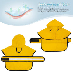 Fashion Hooded Dog Raincoat - Reflective Doggy Rain Jacket Lightweight Waterproof Dog Raincoats for Medium Dogs (Medium, Blue)