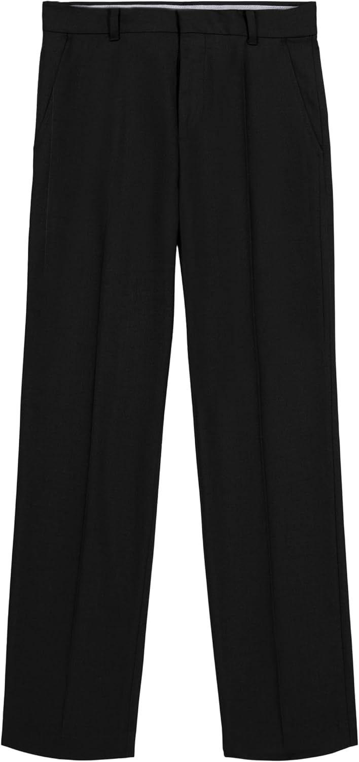 Tommy Hilfiger Boys' Flat-Front Dress Pant, Straight Leg Fit, Zip Fly & Belt Loops, Side & Back Pockets
