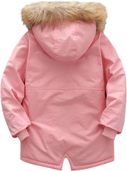 sfdgfhyf Water-proof Fleece Hooded Quilted Boy's Thick Lined Jacket Winter Winter Pu-ffer Girls Outerwear Kids Clothes