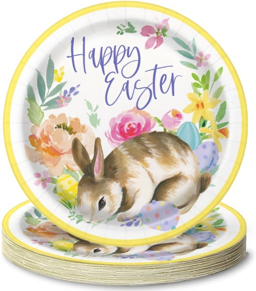 Classic Easter Round Dinner Plates (9") - Elegant & Vibrant Multicolor Party Plates, Perfect For Spring Celebrations - Pack Of 8