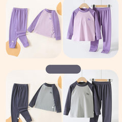 Youth Boys Girls' Long Sleeve Cotton 𝐏ajamas Set Snug Fit Kids Color Block Soft 𝐒leepwear Tops+Pants 2-Piece Outfit