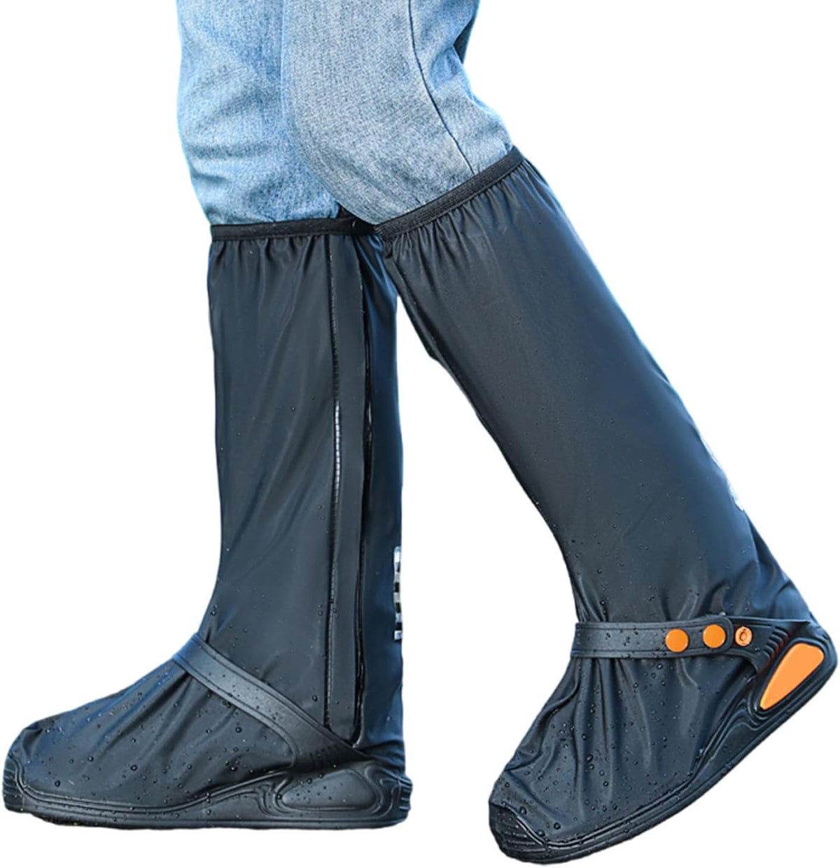 Reusable Boot Nonslip Rain Shoes Rain Gear with Zippers Folding Rain Snow Shoes
