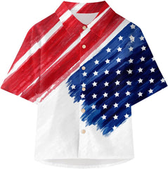 Toddler Boys Girls Short Sleeve Botton Independence Day 4th of July Prints Kids Tops T Shirt Boy Basketball Short Pack