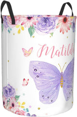 Personalized Laundry Basket for Nursery, Custom Nursery Laundry Hamper with Name, Customize Baby Clothes Circular Hamper for Boys Girls Room Decor, Mallard Duck