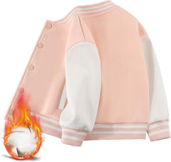 Kids Baseball Jacket Varsity Letterman Coat Fall Winter Fleece Bomber Vintage Outerwear Varsity