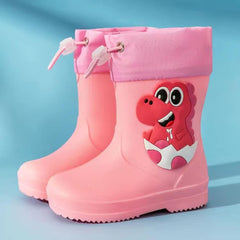 Toddler Dinosaur Rain Boots with Adjustable Buckle Infant Lightweight Non Slip Rainboots Kids Boys Boat Shoes