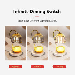 Candle Warmer Lamp, Electric Candle Lamp Warmer with 2 Bulbs for Scented Candles, Dimmable Wax Melt Warmer with Marble Base for Home Bedroom Décor Aesthetic House Warming Gifts