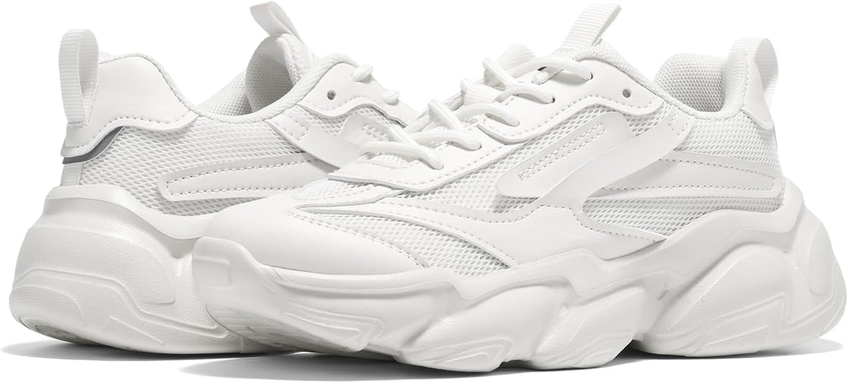 ZURIN Womens Chunky Platform Sneakers-Lightweight Breathable Dad Shoes,Casual Lace-Up Walking Sneakers,Comfortable Fashion Tennis Shoes