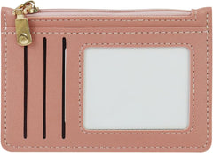 Slim Wallet Zipper Pocket Wallet with 3 Card Slots & 1 ID Window Card Wallets for Women Men, Portable Front Pocket Wallet (Black)