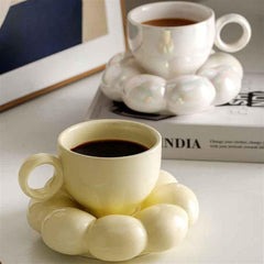 Premium Ceramic Coffee Mug Tea Cup Water Cup,with Saucer Ceramic Creative Flower Tea Cup Saucer Set Kitchen Office Tableware Birthday Gifts Cups Set(Color:Yellow) (Color : B) (Color : Yellow)