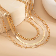 1PC Gold Minimalist Layered Necklace for Women, Delicate Chain Necklaces, Fashionable Women's Jewelry for Casual Wear, Trendy Pendant Necklace, Minimalist Gold Jewelry for Everyday Use