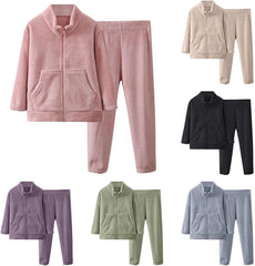 2-Piece Boys Girls Fleece 𝐏a𝐣amas Set Flannel 𝐏js Winter 𝐒leepwear 𝗟oungewear Full Zip Jacket Tops Pants for Kids
