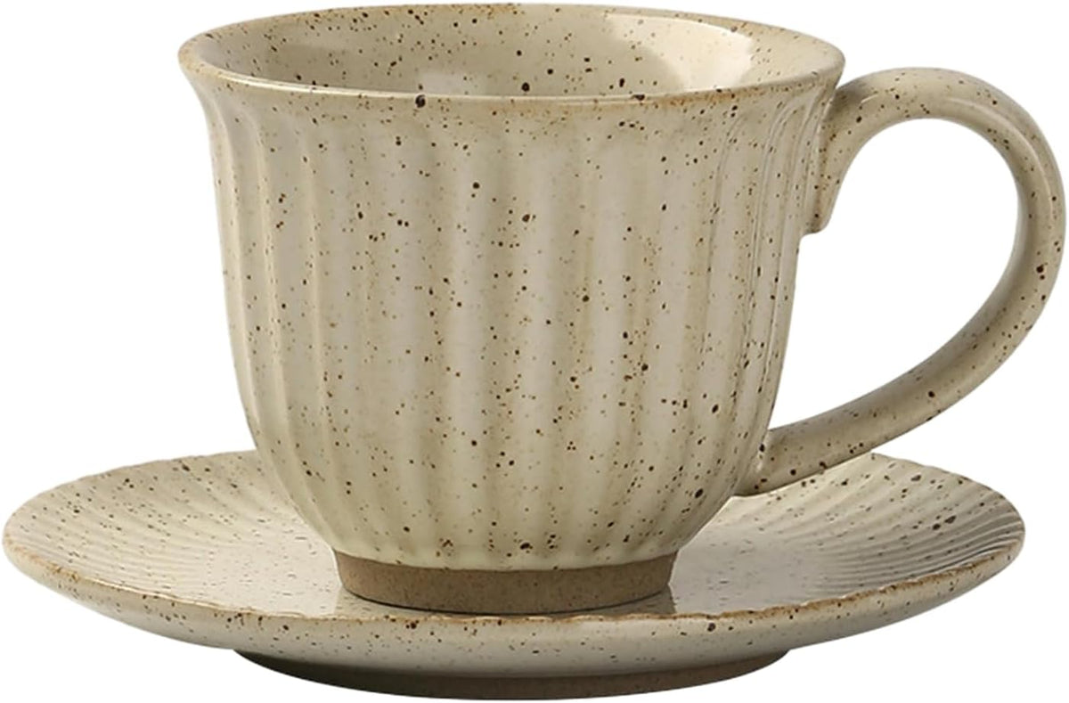 160ML Ceramic coffee cup and plate set Japanese rough pottery retro simple European coffee cup for office home-(Single Cup) - Blue