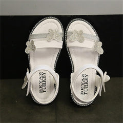 Toddler Girls Butterfly Sandals Summer Outdoor Closed Toe Soft Rubber Sole Beach Water Shoes (White, 9.5 Little Child)