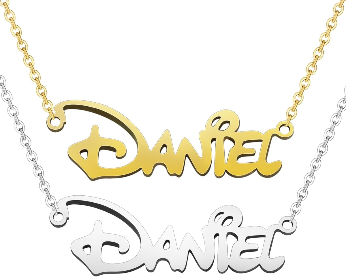 Personalized Name Necklace 18K Gold Plated Custom Nameplate Necklace Birthflower Pendant Dainty Jewelry Gift