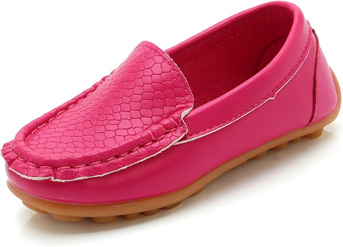 WUIWUIYU Boy's Girl's Slip-on Loafers Flats Oxford Shoes Solid Color Mocassins House Shoes