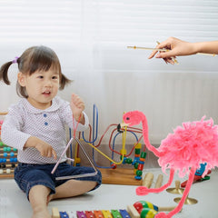 LOGOFUN 2pcs Plush Flamingo String Puppet Stuffed Flamingo String Puppet Fluffy Animal String Puppet Prop for Performance Supplies