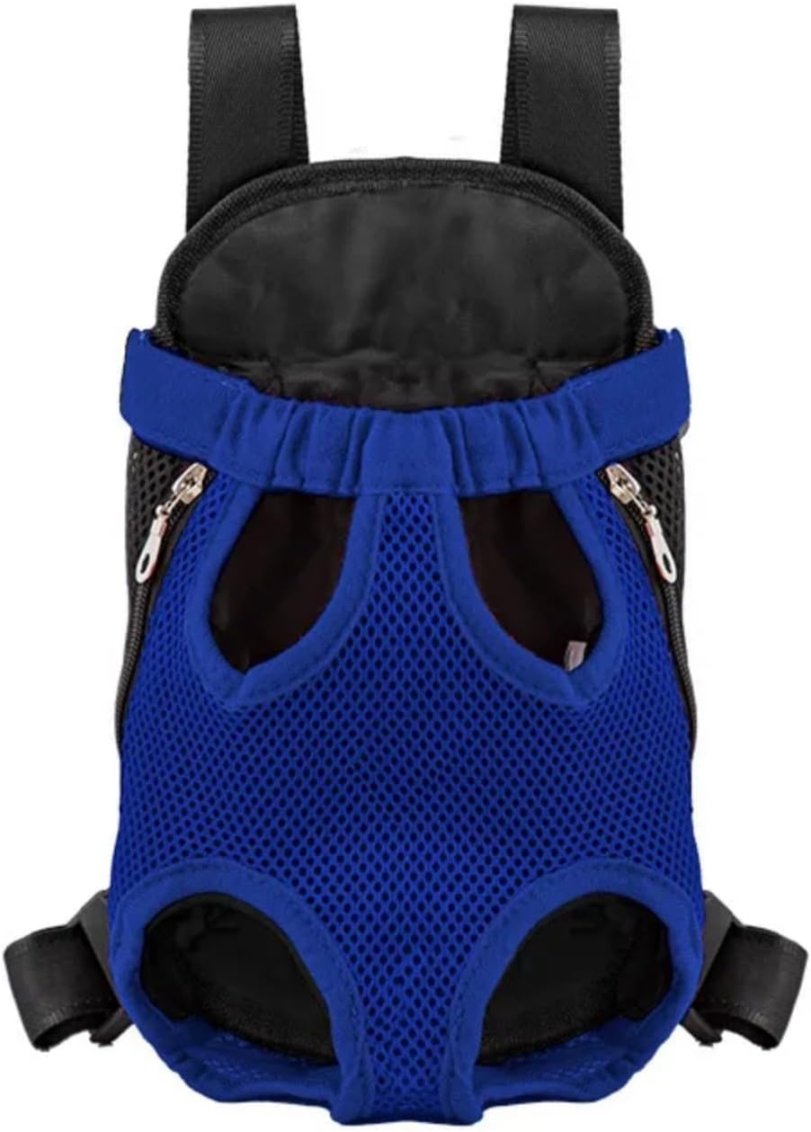 Double Shoulder Breathable Portable Travel Pet Dog Carrier Backpack Mesh Carrier Front Bag for Small Dog Cats Outdoor (S,blue)