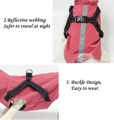 Dog Clothes, Dog Raincoat with Harness Reflective Dog Slicker Poncho Breathable Waterproof Dog Hoodie Rain Jacket for Puppy Small Medium Dogs (2XL:Grey)