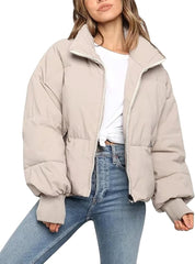 Gihuo Women’s Winter Cropped Puffer Jacket Coat Short Warm Quilted Jacket 2025