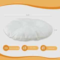 Cat Bed Mat - 15.75 Inch Round Pet Bed Pad for Cats & Dogs, Soft Washable Cat Blanket, Non-Slip Eco-Friendly Cushion for Indoor Cats (White)