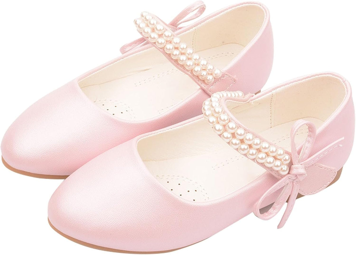 Girls Dress Shoes Toddler Flower Girl Dress Shoes Little Girl Ballet Flats Pearl Strap for Toddler Dress up Shoes