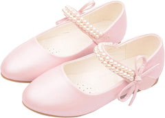 Girls Dress Shoes Toddler Flower Girl Dress Shoes Little Girl Ballet Flats Pearl Strap for Toddler Dress up Shoes