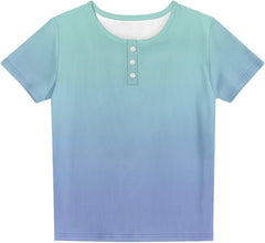 Girls Short Sleeve T-Shirt with Button Summer Breathable Waffle Casual Loose Fit Basic Tees for 2-16 Years