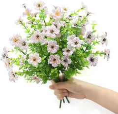 4 Pieces Artificial Flowers Bushes Artificial Violet Flowers UV Resistant Fake Flowers Faux Plants for Outdoor Garden Porch Window Box Patio Yard Decorating (Purple)