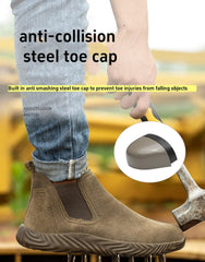 Steel Toe Work Boots for Men,Slip-on Work Boots,Men's Industrial & Construction Shoes,Waterpoof Safety Boots,Non-slip,Comfortable,Lightweight