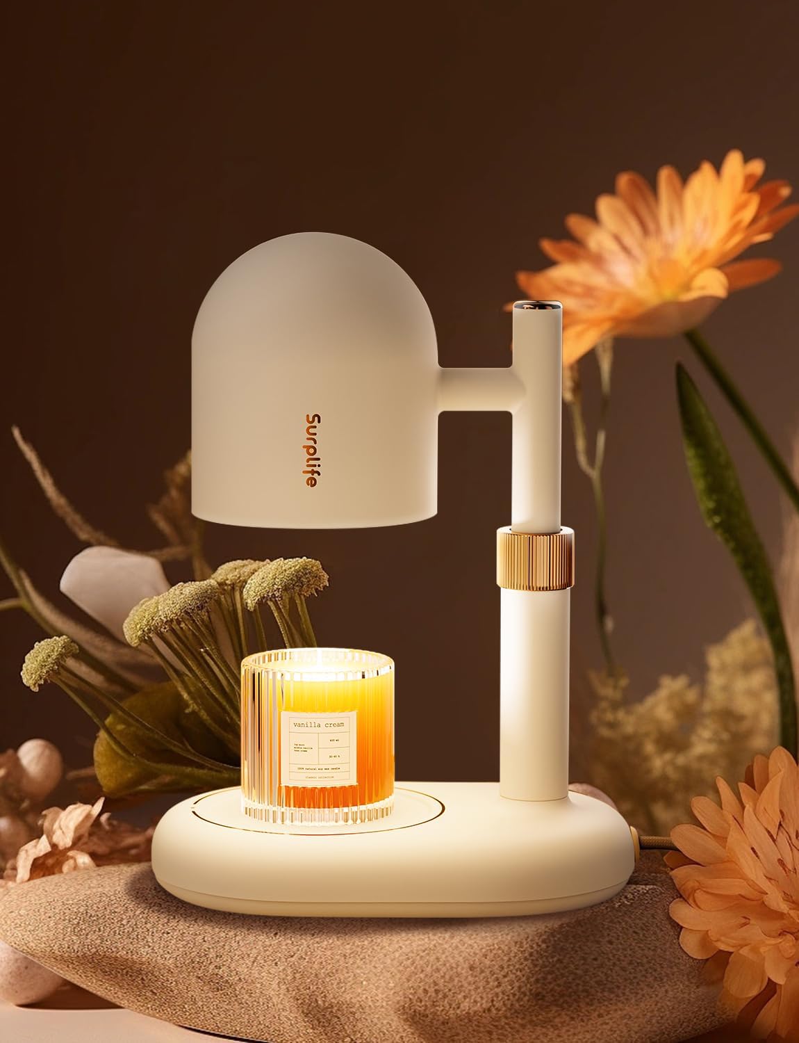 Candle Warmer Lamp with Timer & Dimmer, Adjustable Height Candle Warmer, Wax Warmer Lamp for Candles with 2 GU10 Bulbs, Home Decor House Warming Gifts