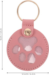YARNOW 5pcs Pet Hair Keepsake Keychain PU Paw Shaped Storage Pendant with Key Ring Memorial Puppy Hair Collector Keychain for Pet Owners