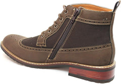 Ferro Aldo High Top Wing Tip Brogue Dress/Casual Chocolate Brown Boots Original Perforation 806278